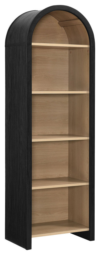 Evie Arched Narrow Bookcase Display Cabinet, Black