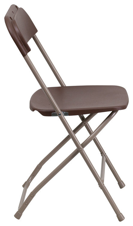 Hercules Series Plastic Folding Chair - 2 Pack 650LB Weight Capacity, Brown