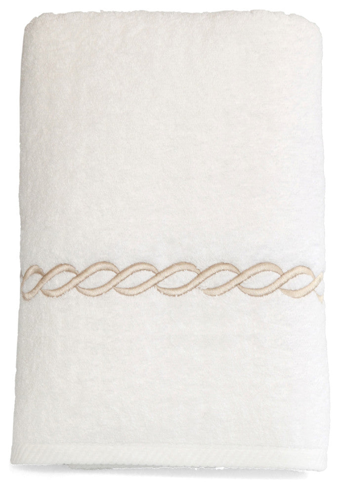 Soft Twist Cadena Bath Towel, White & Beige, 27"x54"