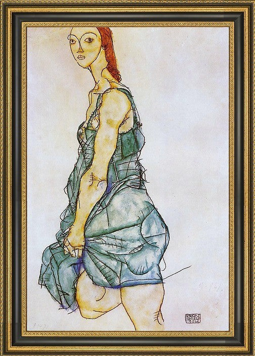 Egon Schiele Standing Woman Green Skirt
