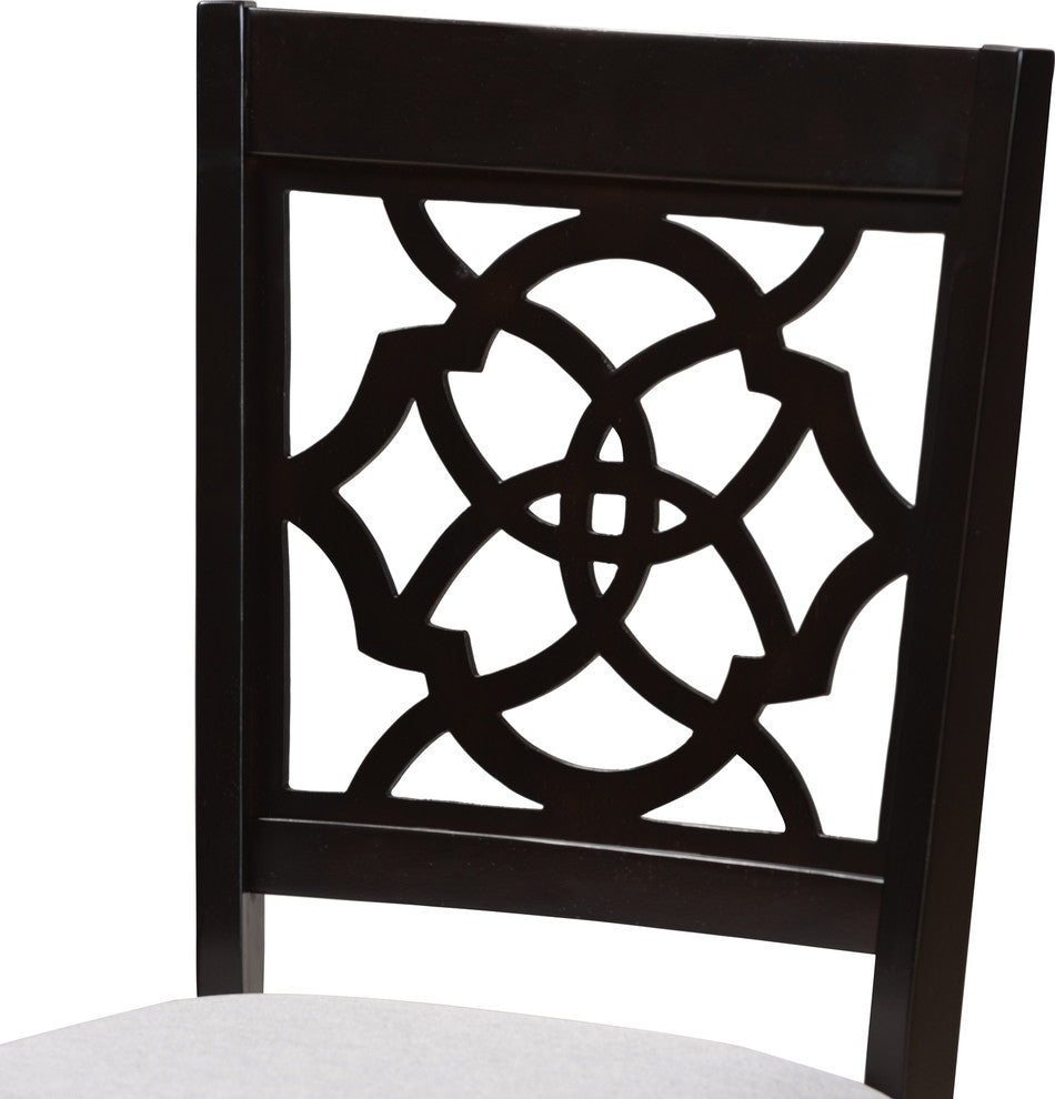 Hailee Gray Fabric Upholstered Espresso Brown Wood Dining Chair Set of 4