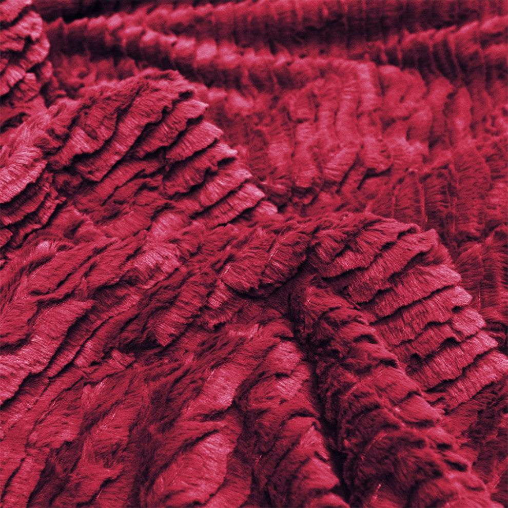 Air Brushed Colleen Oversized Faux Fur Throw Blanket, Burgundy, 60x70