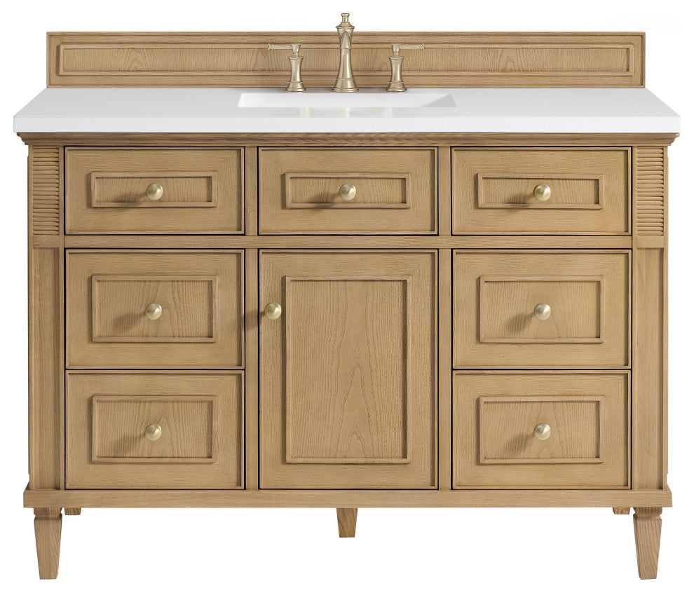 Lorelai 48" Single Vanity, Light Natural Oak, 3 CM White Zeus Top