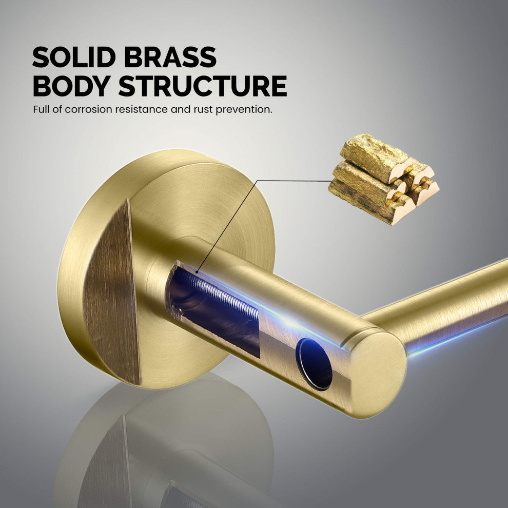 Circular 5-Piece Bathroom Hardware Set, Brushed Gold