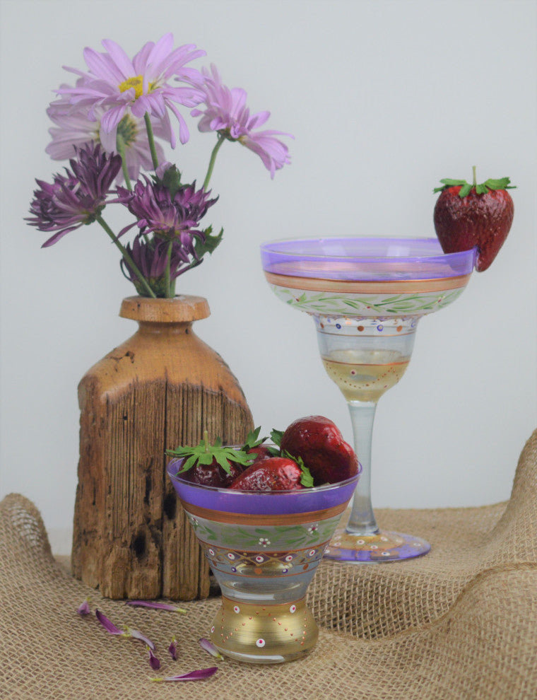 Mosaic Garland Margarita Glasses, Set of 2