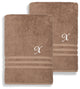 Denzi Bath Towels With Monogrammed Letter, Set of 2, X