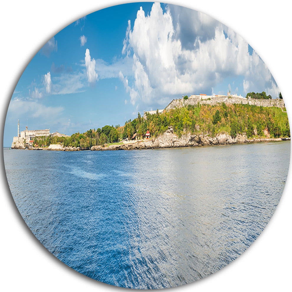 The Bay Of Havana Panorama, Seascape Photo Disc Metal Wall Art, 36"