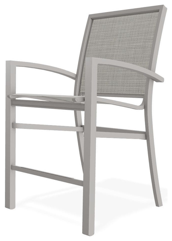 Kendall Sling Balcony Height Stackable Outdoor Stool, Deacon/Warm Gray