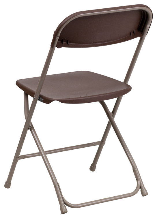 Hercules Series Plastic Folding Chair - 2 Pack 650LB Weight Capacity, Brown