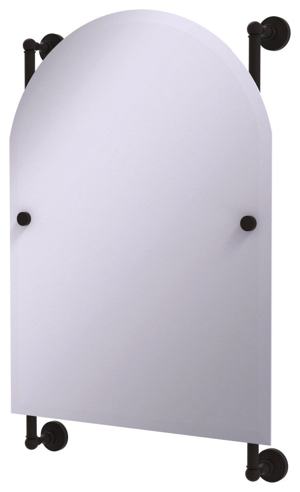 Waverly Place Arched Top Frameless Rail Mounted Mirror, Oil Rubbed Bronze