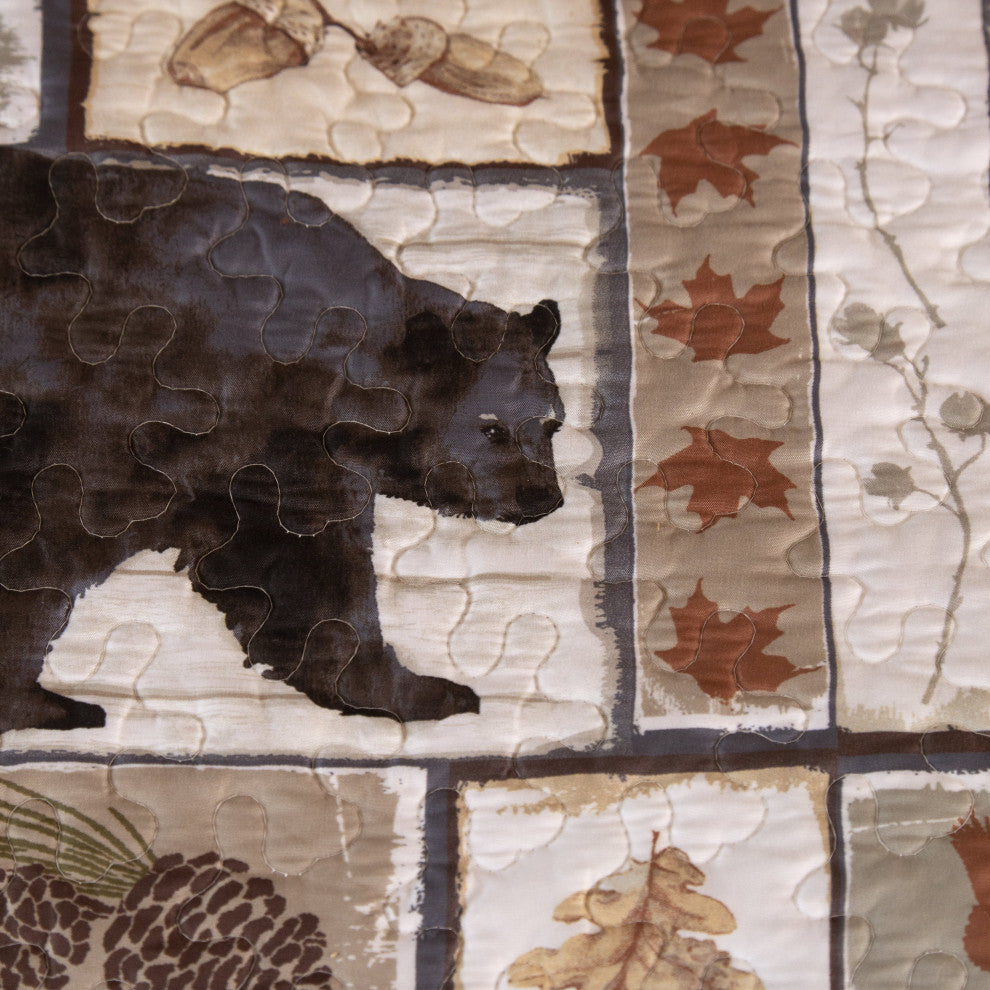 Vintage Lodge Rustic Cabin Quilt Set, Queen