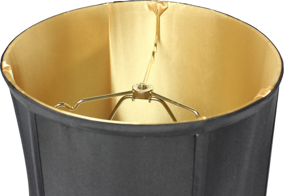 Fabric Drum Deluxe Lamp Shade With Liner 12"x14"x15", Black