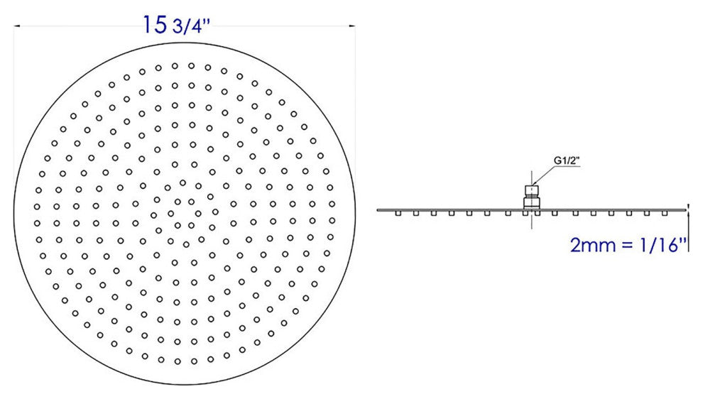 ALFI RAIN16R-PSS Polished Stainless Steel 16" Round Ultra Thin Rain Shower Head