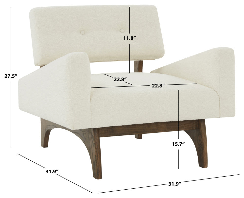 Safavieh Couture Davidson Scandinavian Accent Chair, Ivory/Dark Brown