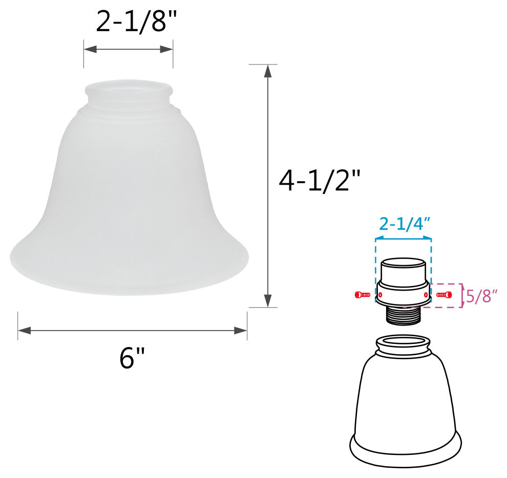 Aspen Creative 23023-4 Replacement Bell Shaped Frosted Glass Shade 4 Pack