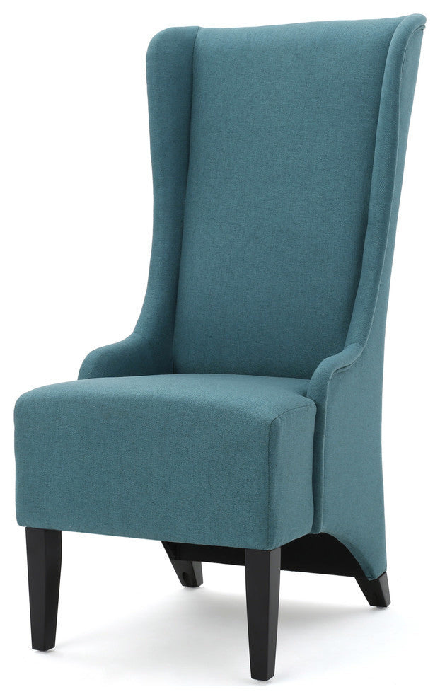 GDF Studio Sheldon Traditional Design High Back Fabric Dining Chair, Teal