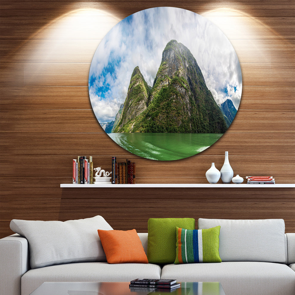 View To Sognafjord In Norway, Landscape Photo Disc Metal Wall Art, 23"
