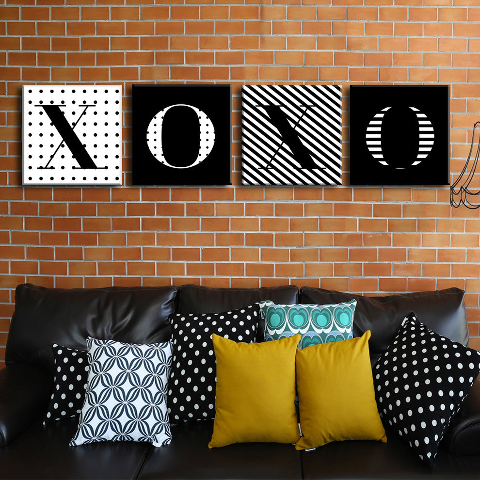 Ready2HangArt 'XOXO' Canvas Art, 4-Pcs: 16" Hx16" W