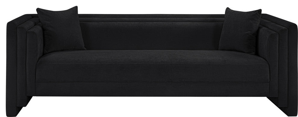 Everett Upholstered Sofa, Black, Chenille Fabric