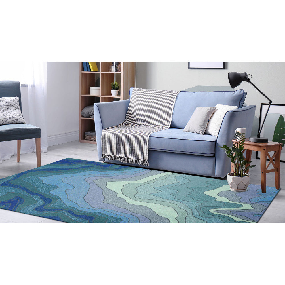 Ravella Mykonos Indoor/Outdoor Rug, Water, 7'6"x9'6"