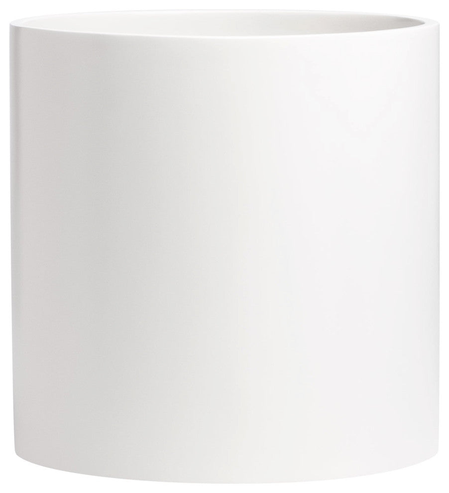 Root And Stock Brea Round Cylinder Planter, White, D:12" X H:12"