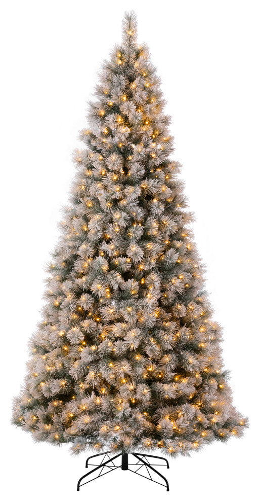 9 ' Pre-Lit Snow Flocked Artificial Spruce Christmas Tree With Lights