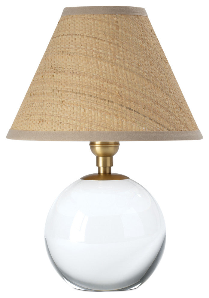 Giorgio Crystal Mini Lamp, Natural Brass With Rattan Shade