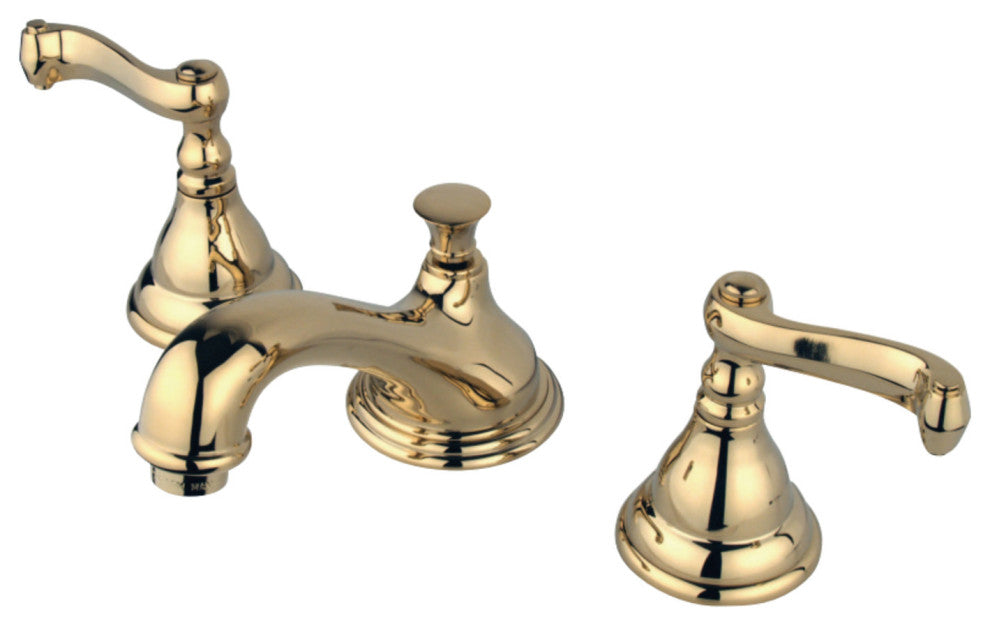 Kingston Brass Widespread Bathroom Faucet With Brass Pop-Up, Polished Brass