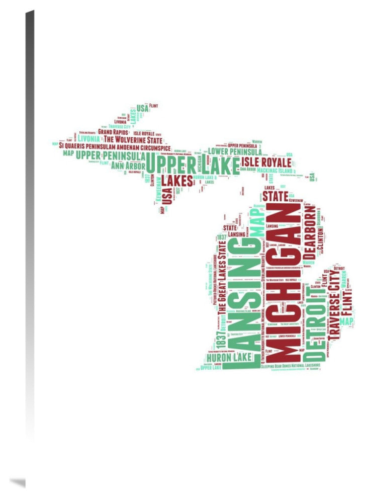 "Michigan Word Cloud Map" Fine Art Print