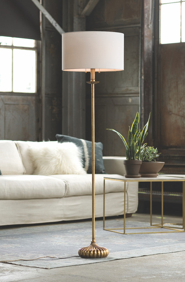 Clove Stem Floor Lamp, Antique Gold Leaf