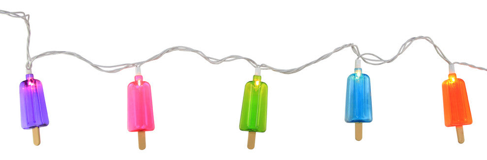 Multi-Color Popsicle Patio and Garden Novelty Christmas Lights, White Wire