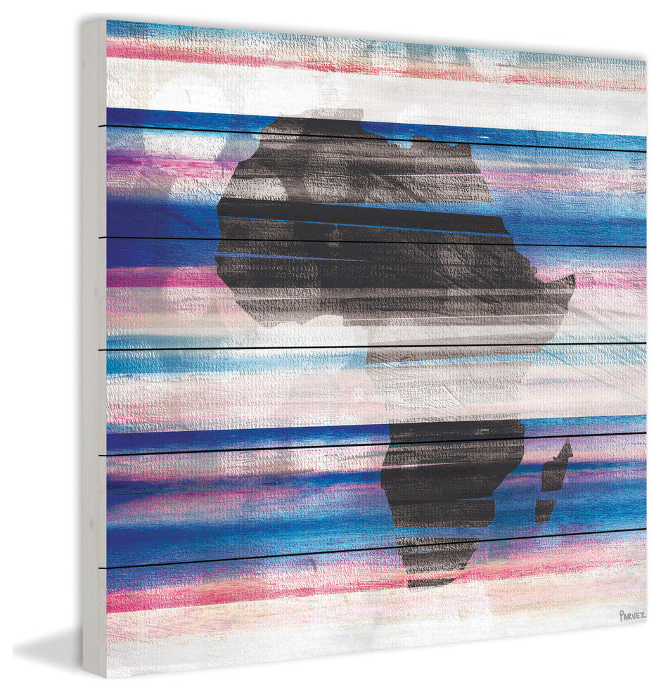 "Africa" Print on White Wood, 40"x40"