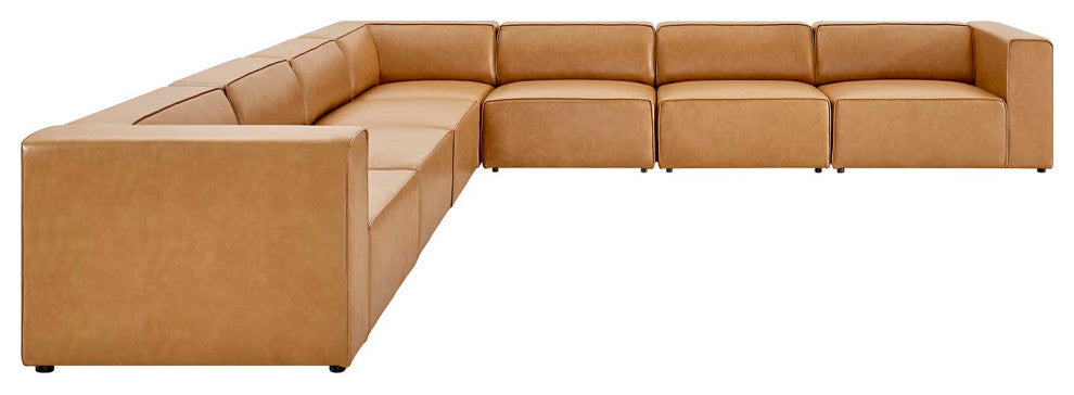 Mingle Vegan Leather 7-Piece Sectional Sofa, Tan