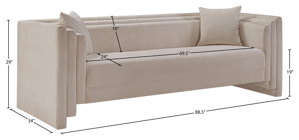 Everett Upholstered Sofa, Beige, Chenille Fabric