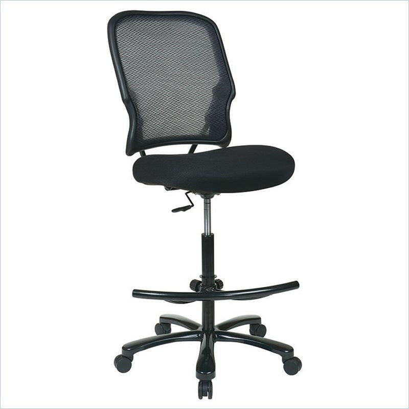 Big Man's Dark Airgrid Back Drafting Chair With Black Mesh Double Layer Seat