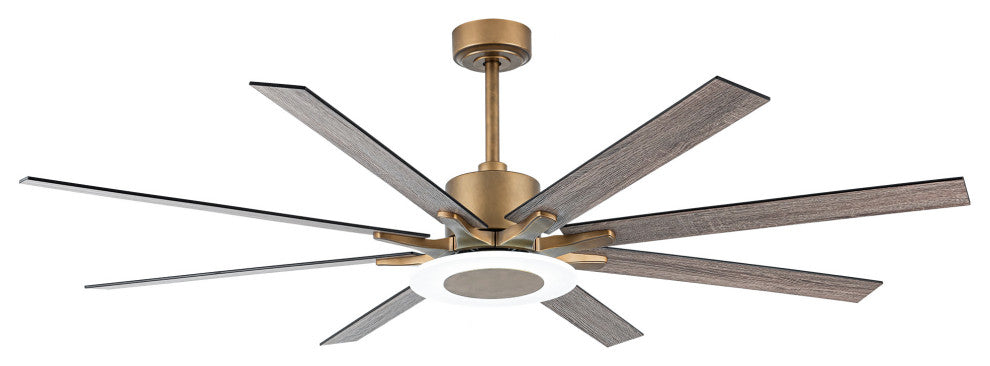 65 in Integrated LED Reversible Antique Gold Ceiling Fan With Remote Control