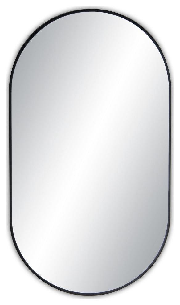 Metal Frame Shatterproof Wall Mount Mirror, FM4, Matte Black, 24"x44"