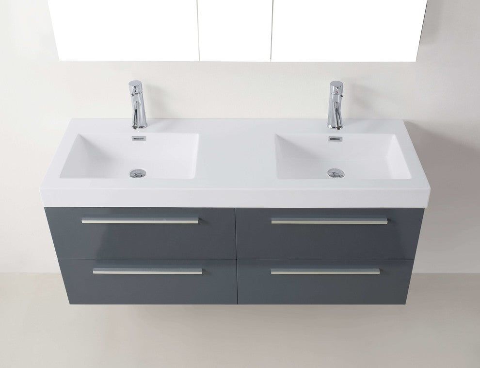 Finley 54" Double Bathroom Vanity, Base: Gray, Faucet: Polished Chrome