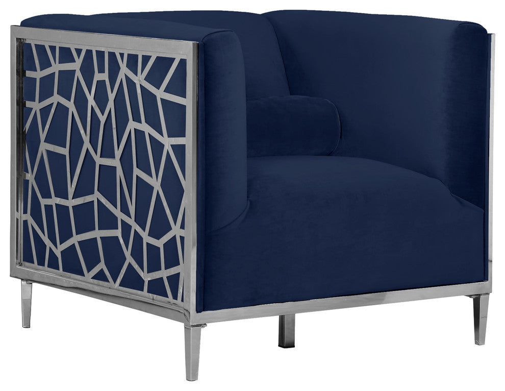Opal Velvet Upholstered Chair, Navy