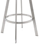 Chelsea Gray Faux Leather and Brushed Stainless Steel Swivel Bar Stool, 26 Inch
