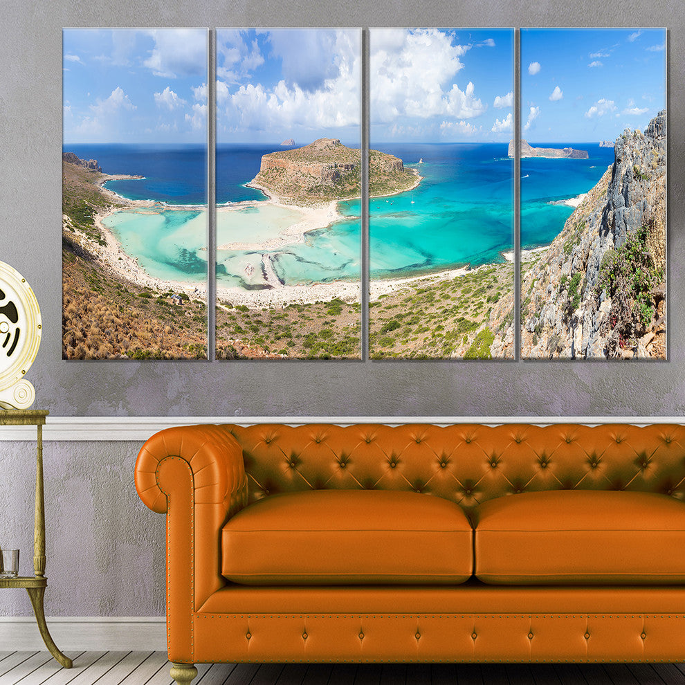 "Balos Beach At Crete Island Greece" Oversized Beach Wall Art, 4 Panels, 48"x28"
