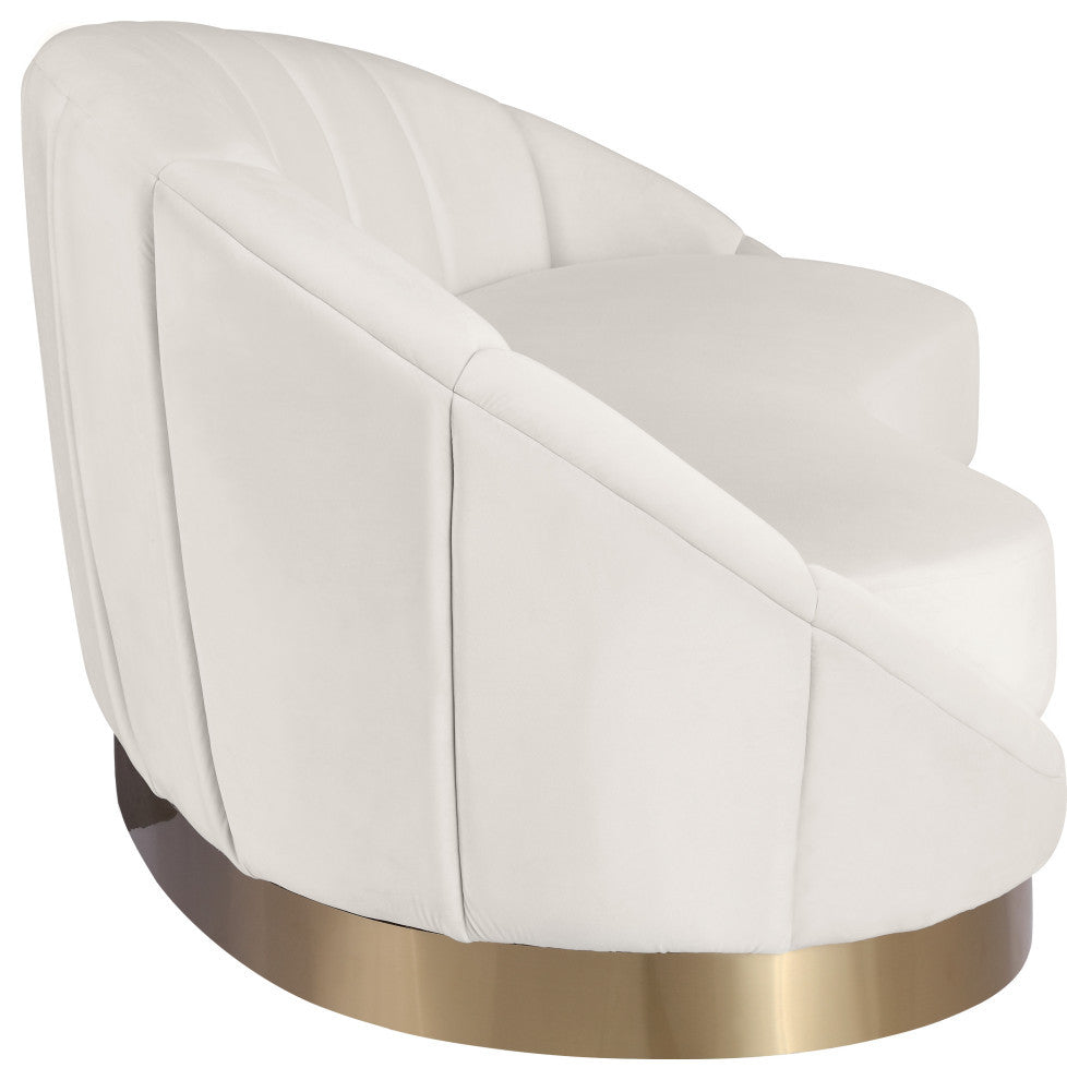 Shelly Velvet Upholstered Chaise, Cream