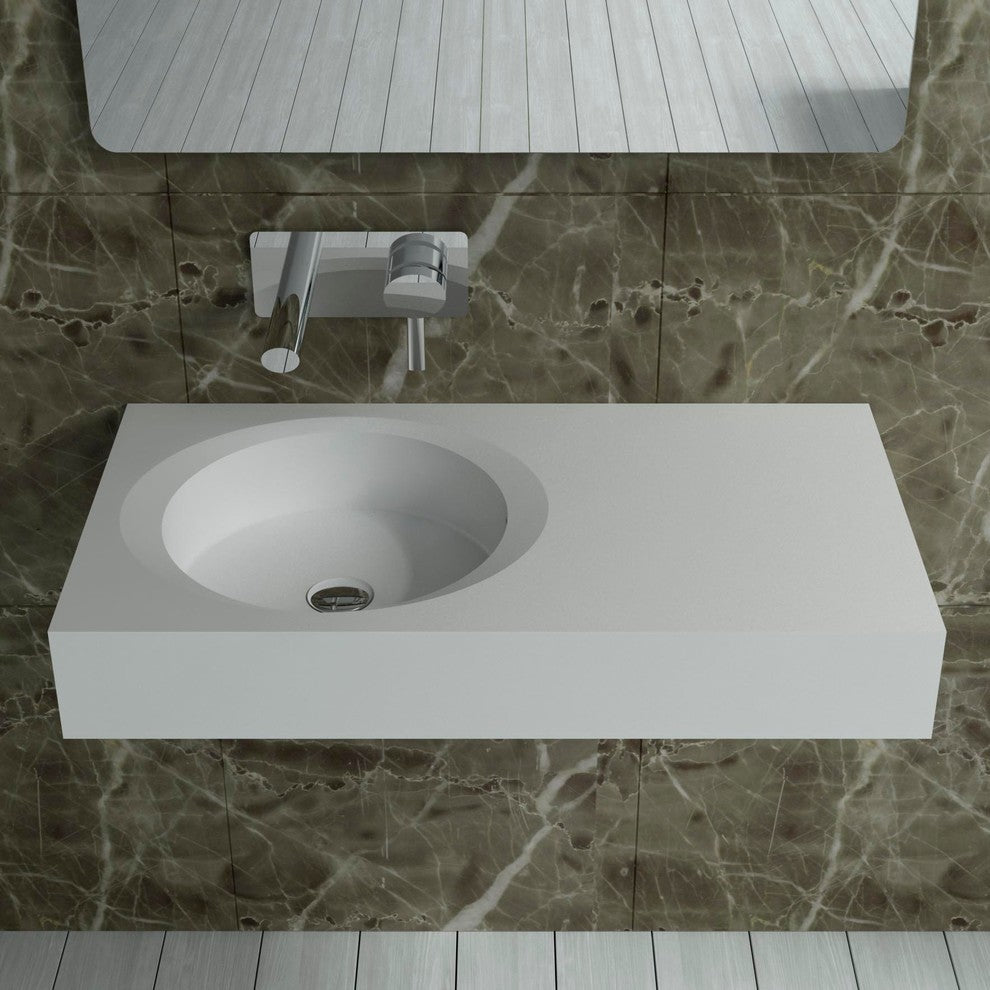 ADM Rectangular Countertop Sink, White, 32", Matte White
