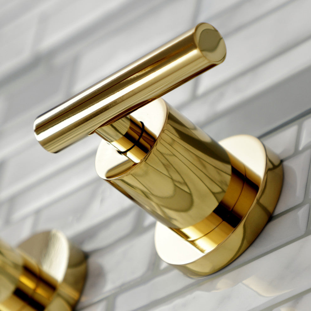 KS8022CML Two-Handle Wall Mount Tub Faucet, Polished Brass