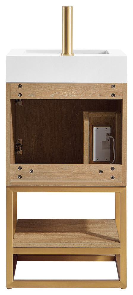 Alistair Vanity, North American Oak With Countertop, 18", With Mirror