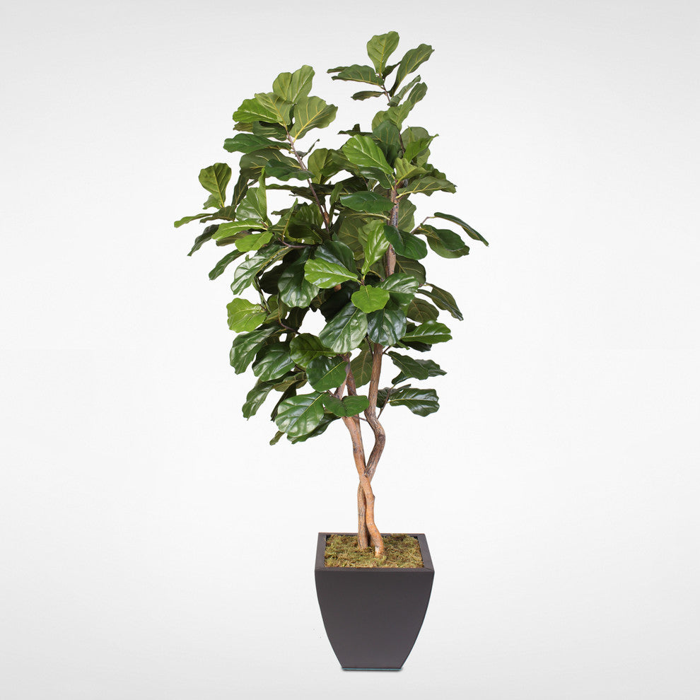 Artificial Fiddle Leaf Tree in Metal Pot
