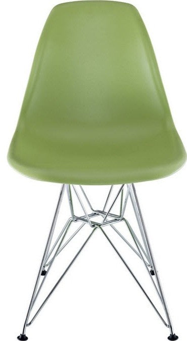 White Eiffel Side Chair Wire Base, Green