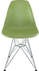 White Eiffel Side Chair Wire Base, Green