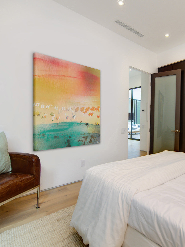 "Dozing on The Beach" Painting Print on Wrapped Canvas, 40"x40"