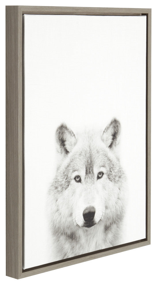 Sylvie Wolf Framed Canvas Wall Art by Simon Te Tai, Gray, 18x24